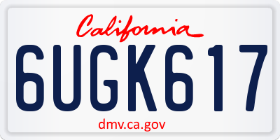 CA license plate 6UGK617