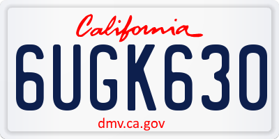 CA license plate 6UGK630