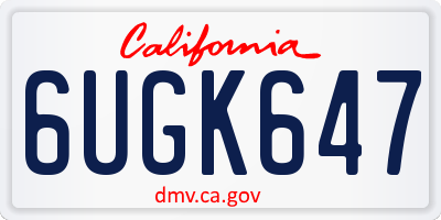 CA license plate 6UGK647