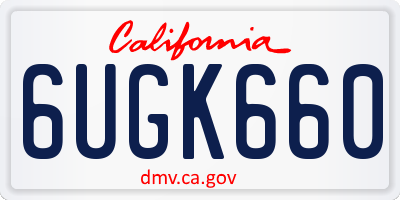 CA license plate 6UGK660