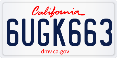 CA license plate 6UGK663