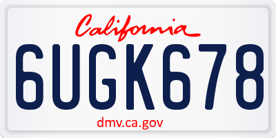 CA license plate 6UGK678