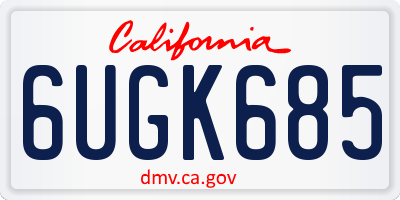 CA license plate 6UGK685