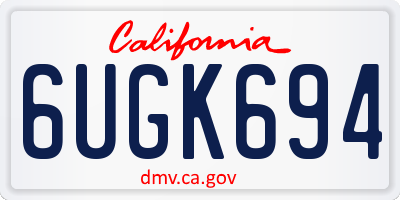 CA license plate 6UGK694