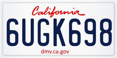 CA license plate 6UGK698