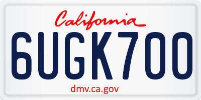 CA license plate 6UGK700