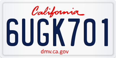 CA license plate 6UGK701