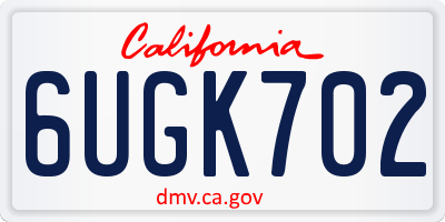 CA license plate 6UGK702