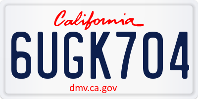 CA license plate 6UGK704
