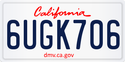 CA license plate 6UGK706