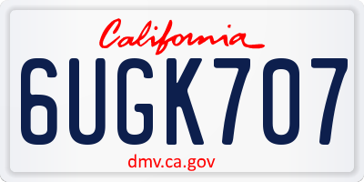 CA license plate 6UGK707