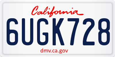 CA license plate 6UGK728