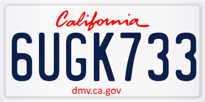 CA license plate 6UGK733