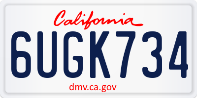 CA license plate 6UGK734