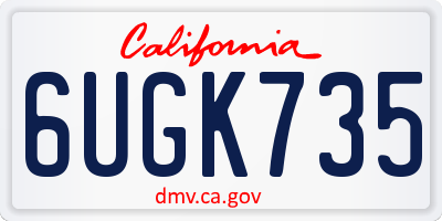 CA license plate 6UGK735