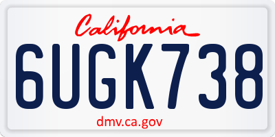 CA license plate 6UGK738