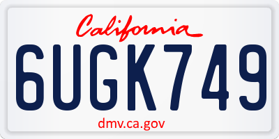 CA license plate 6UGK749