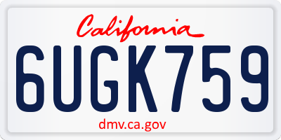 CA license plate 6UGK759