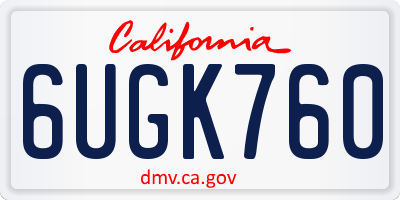 CA license plate 6UGK760