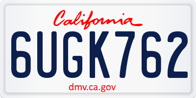 CA license plate 6UGK762
