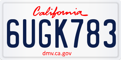 CA license plate 6UGK783