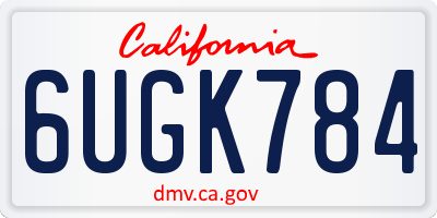 CA license plate 6UGK784