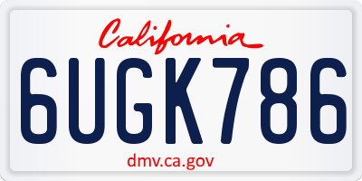 CA license plate 6UGK786