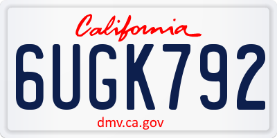 CA license plate 6UGK792