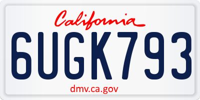 CA license plate 6UGK793