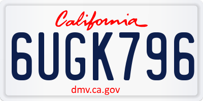 CA license plate 6UGK796
