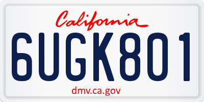 CA license plate 6UGK801