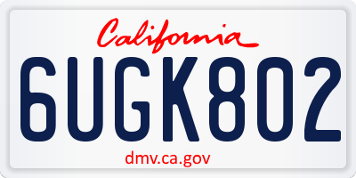 CA license plate 6UGK802
