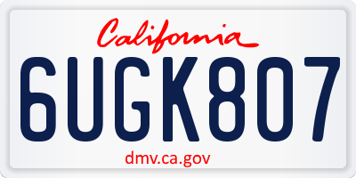 CA license plate 6UGK807