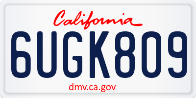 CA license plate 6UGK809