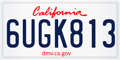 CA license plate 6UGK813