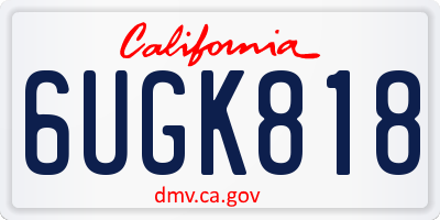 CA license plate 6UGK818