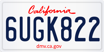 CA license plate 6UGK822