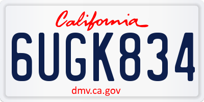 CA license plate 6UGK834