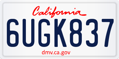 CA license plate 6UGK837