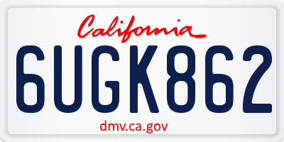 CA license plate 6UGK862