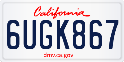 CA license plate 6UGK867