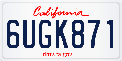 CA license plate 6UGK871