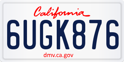CA license plate 6UGK876