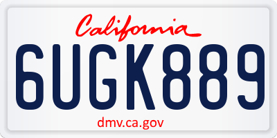 CA license plate 6UGK889