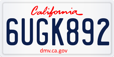 CA license plate 6UGK892
