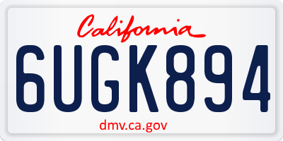 CA license plate 6UGK894