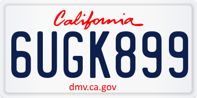 CA license plate 6UGK899