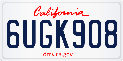 CA license plate 6UGK908