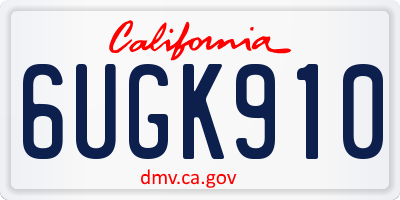 CA license plate 6UGK910