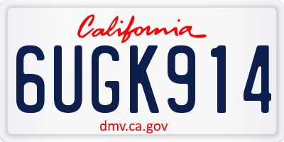 CA license plate 6UGK914